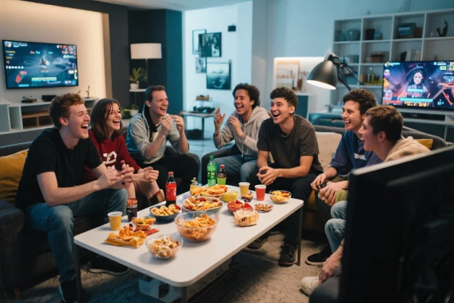 玩家们分享游戏精彩瞬间的欢乐场景